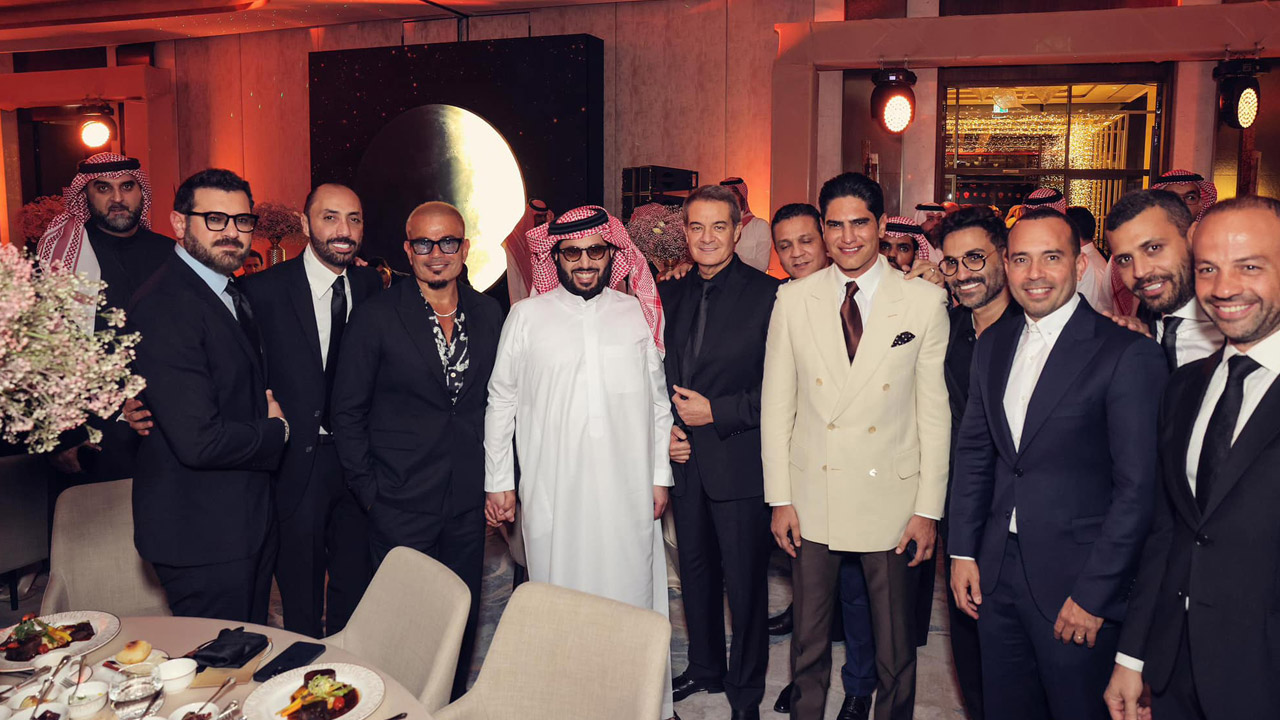 Amr Diab with Turki Al Sheikh in Gala Dinner, Ahmed Abo Hashema, Amr Youssef and Ahmed Fahmy